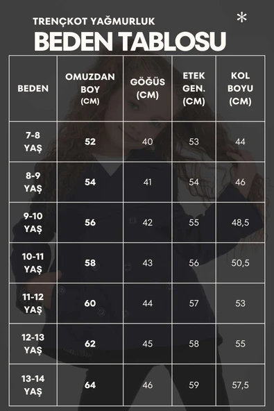 Çift Cepli Su Geçirmez Kız Çocuk Trençkot Yağmurluk - 2