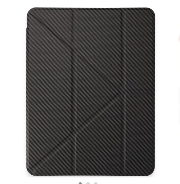 iPad Air 11 2024 Karbon Desenli Renkli Tri Folding Kalemlikli Tablet Kılıfı - 4