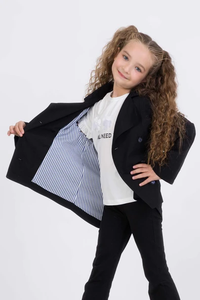 Çift Cepli Su Geçirmez Kız Çocuk Trençkot Yağmurluk - Resim 5