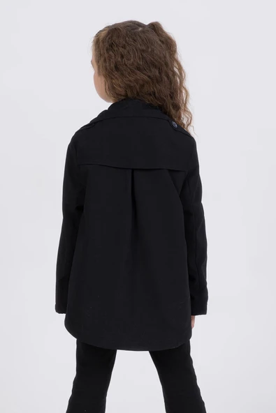 Çift Cepli Su Geçirmez Kız Çocuk Trençkot Yağmurluk - Resim 3