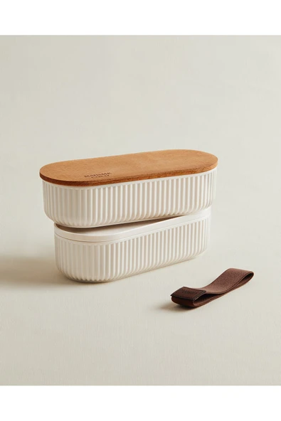 Madame Coco Magou 500ml Ahşap Kapaklı Saklama Kabı 2'li - Resim 2