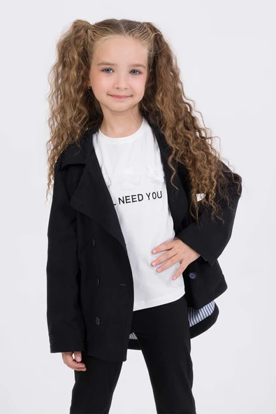 Çift Cepli Su Geçirmez Kız Çocuk Trençkot Yağmurluk - Resim 7