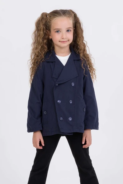 Çift Cepli Su Geçirmez Kız Çocuk Trençkot Yağmurluk - 9