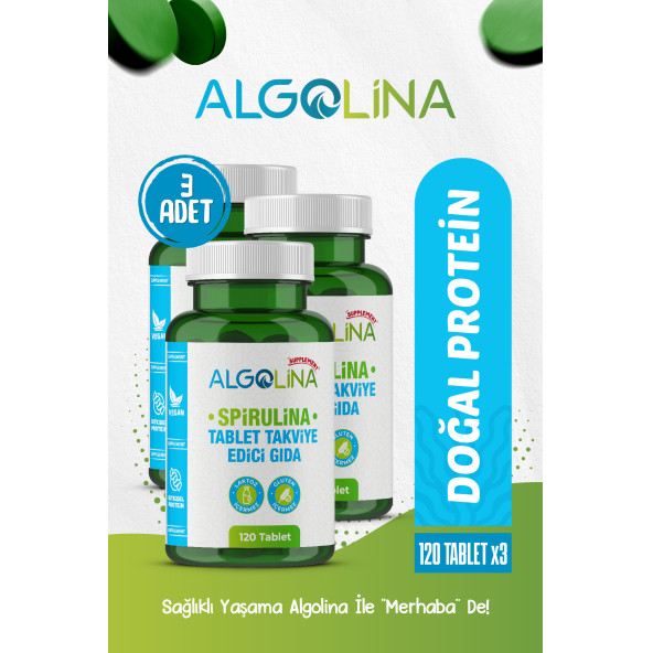 Algolina Spirulina Tablet 600 Mg - 120 Tablet - (3 Adet) - 2