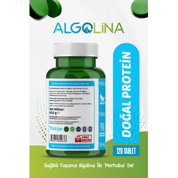 Algolina Spirulina Tablet 600 Mg - 120 Tablet - (3 Adet) - 3