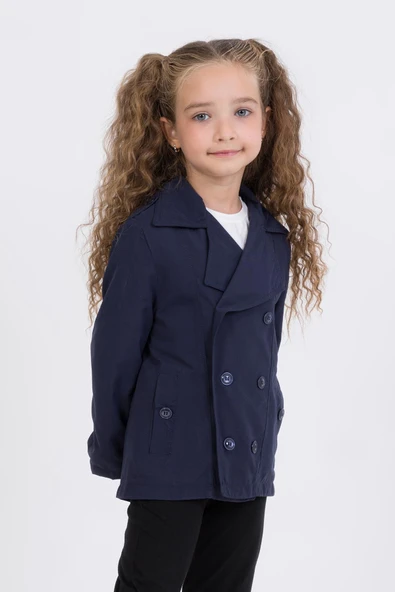 Çift Cepli Su Geçirmez Kız Çocuk Trençkot Yağmurluk - 3