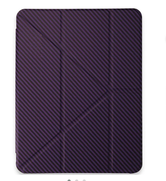 iPad Air 11 2024 Karbon Desenli Renkli Tri Folding Kalemlikli Tablet Kılıfı - 7