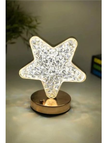 Dekoratif Yıldız Masa Lambası Crystal Star USB Şarjlı 3 Modlu Ambiyans LED Gece Lambası B43 - 2