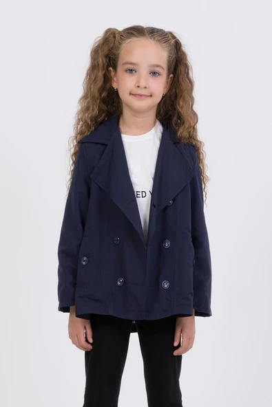 Çift Cepli Su Geçirmez Kız Çocuk Trençkot Yağmurluk - 8