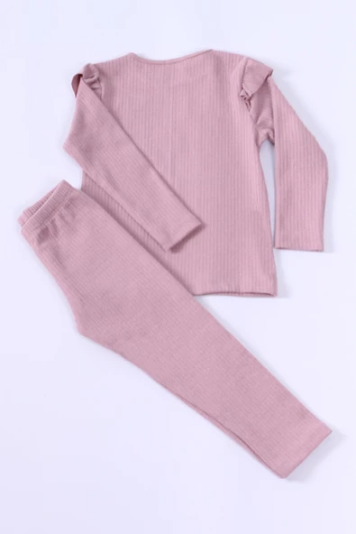 KIZ ÇOCUK TRİKO TAKIM KARAKTER NAKIŞLI KOLLARI FIRFIRLI E25 - Resim 11