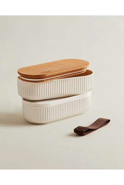 Madame Coco Magou 500ml Ahşap Kapaklı Saklama Kabı 2'li - Resim 3