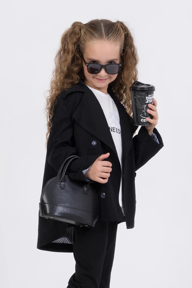 Çift Cepli Su Geçirmez Kız Çocuk Trençkot Yağmurluk - 11