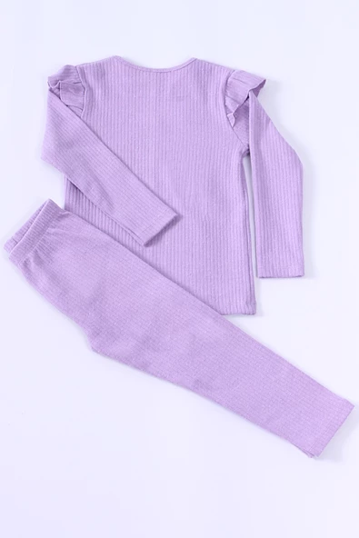 KIZ ÇOCUK TRİKO TAKIM KARAKTER NAKIŞLI KOLLARI FIRFIRLI E25 - Resim 7