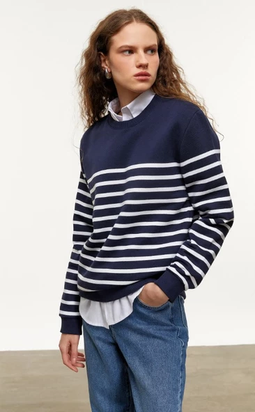 Mudo ÇİZGİLİ BİSİKLET YAKA SWEATSHIRT