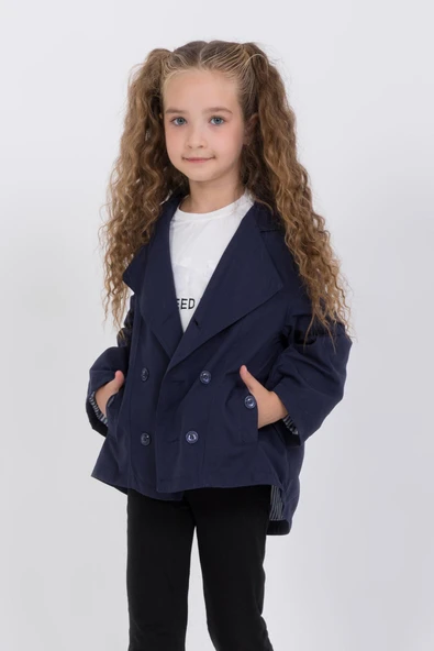 Çift Cepli Su Geçirmez Kız Çocuk Trençkot Yağmurluk - 4