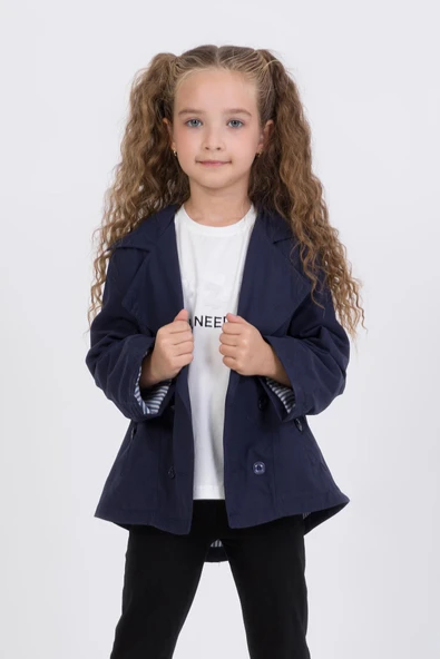 Çift Cepli Su Geçirmez Kız Çocuk Trençkot Yağmurluk - 5