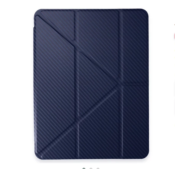 iPad Air 11 2024 Karbon Desenli Renkli Tri Folding Kalemlikli Tablet Kılıfı - 10