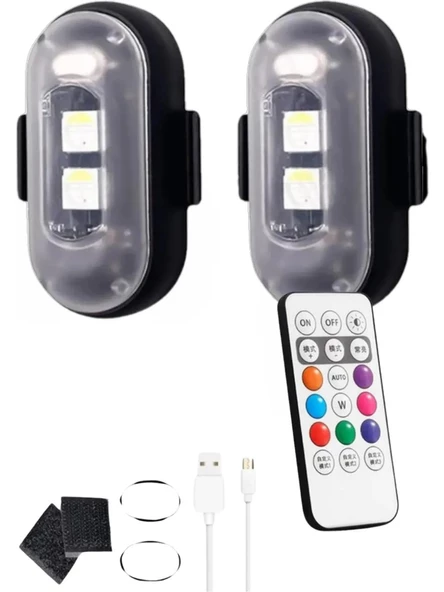 Uzaktan Kumandalı 2'li Çakar Led/şarjlı Mini LED Işık/drone Işığı/anti Çarpışma Uyarı Işığı E70