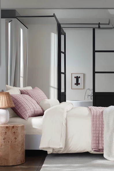 Joy Pamuklu Yatak Örtüsü Seti Çift Kişilik 3 Parça Elyaf Dolgulu Yumuşak Günlük Yıkanabilir - 12