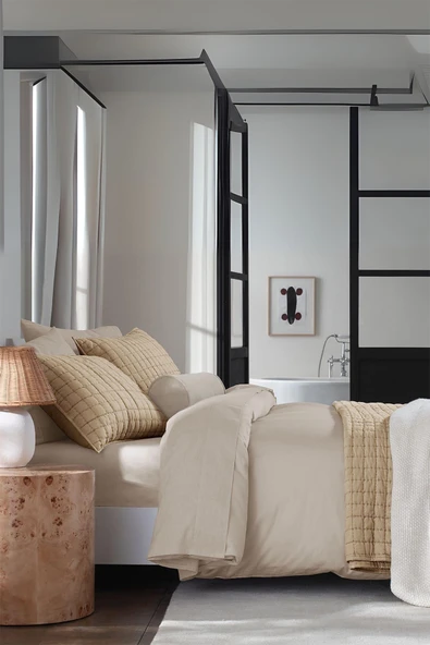 Joy Pamuklu Yatak Örtüsü Seti Çift Kişilik 3 Parça Elyaf Dolgulu Yumuşak Günlük Yıkanabilir - 3