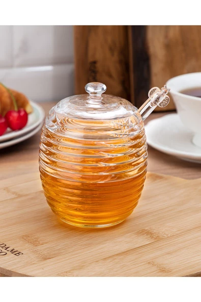 Lorenzo Kaşıklı Cam Bal Kavanozu - 240ml - Resim 5
