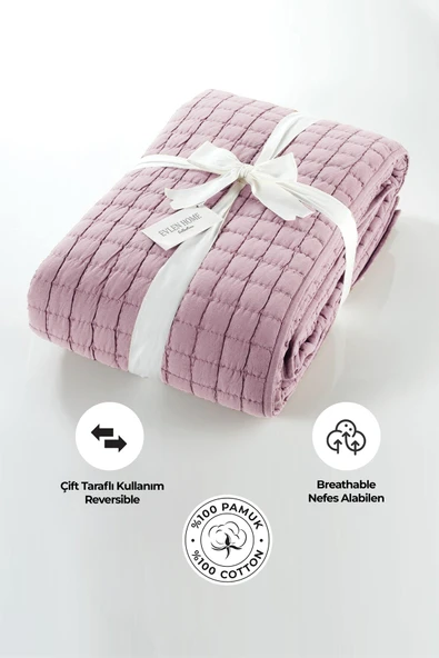 Joy Pamuklu Yatak Örtüsü Seti Çift Kişilik 3 Parça Elyaf Dolgulu Yumuşak Günlük Yıkanabilir - 11