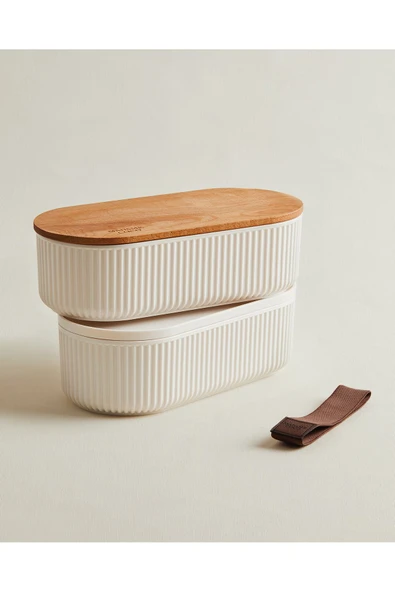 Magou 2'li Ahşap Kapaklı Lunch Box - 2x1000 ml - Resim 3