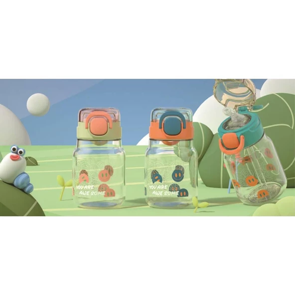 Shotay Çocuk Su Matarası Tritan Pipetli Yeşil 600Ml - Resim 4