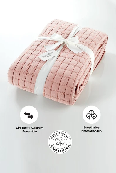 Joy Pamuklu Yatak Örtüsü Seti Çift Kişilik 3 Parça Elyaf Dolgulu Yumuşak Günlük Yıkanabilir - 5
