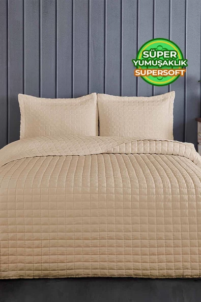 Joy Pamuklu Yatak Örtüsü Seti Çift Kişilik 3 Parça Elyaf Dolgulu Yumuşak Günlük Yıkanabilir - 13