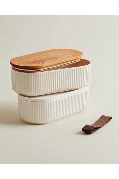 Magou 2'li Ahşap Kapaklı Lunch Box - 2x1000 ml - Resim 2