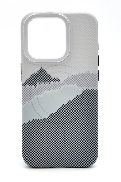 iPhone 14 Pro Max Uyumlu Dijital Desenli MagSafe Şarj Özellikli Silikon Kapak Kılıf - Resim 7