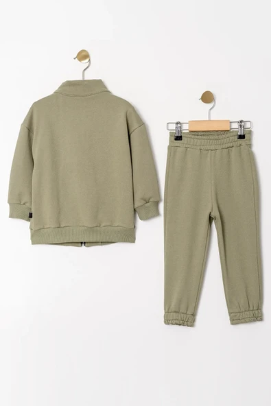 Uzun Kol Fermuarlı Diyagonal 3 Parça Erkek Çocuk Eşofman Takımı - 7