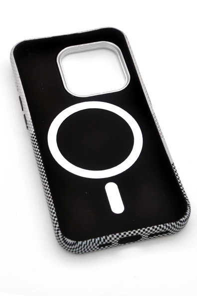 iPhone 15 Pro Max Uyumlu Dijital Desenli MagSafe Şarj Özellikli Silikon Kapak Kılıf - Resim 5