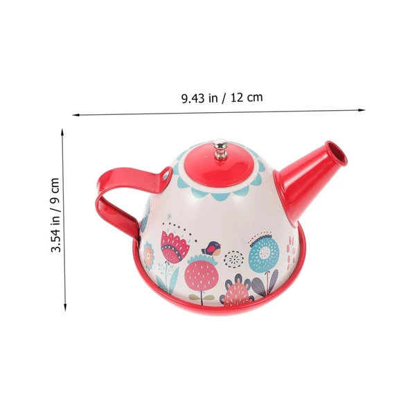 Toysan Metal Desenli Tepsili Çay Seti 966-D16, Minik Kız Çocukları İçin Evcilik Seti - 4