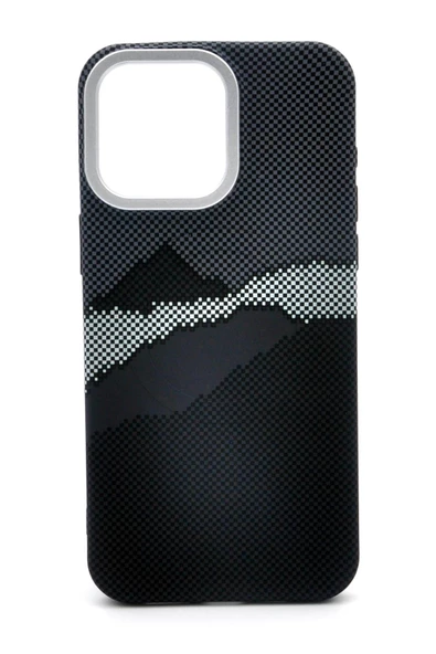 iPhone 15 Pro Max Uyumlu Dijital Desenli MagSafe Şarj Özellikli Silikon Kapak Kılıf - Resim 7