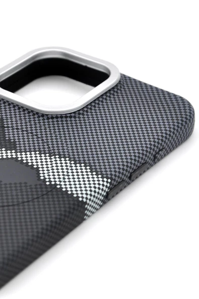 iPhone 15 Pro Uyumlu Dijital Desenli MagSafe Şarj Özellikli Silikon Kapak Kılıf - Resim 3