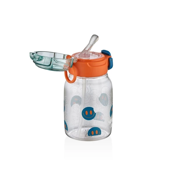 Shotay Çocuk Su Matarası Tritan Pipetli Turuncu 600Ml - 2