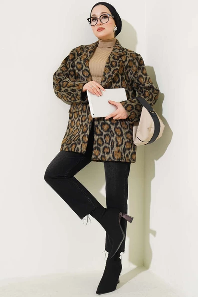Leopar Desen Kaşe Ceket Leopar - 2