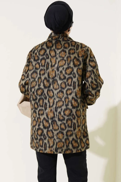 Leopar Desen Kaşe Ceket Leopar - 3