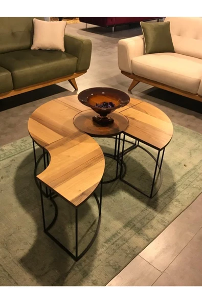 Onurdesign Lucca Mdf Ceviz Kaplama Orta Sehpa 4+1 - 3