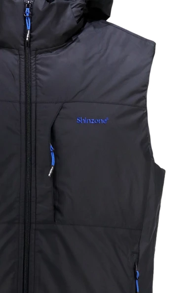 Erkek Kapişonlu Kürklü Siyah Yelek - 2