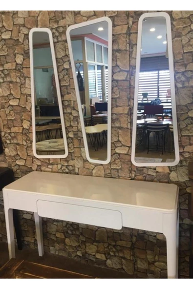 Onurdesign Wood Dresuar Ahşap Beyaz Boyalı Aynalı Dresuar - 2