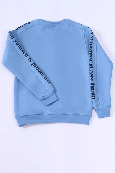 KIZ ÇOCUK 3 İPLİK SWEAT KANGURU CEPLİ BASKILI C24 - Resim 3