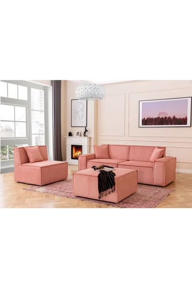 Onurdesign Pink Köşe Koltuk Takımı - 4