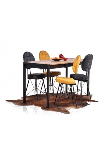 Onurdesign Star Modern Atlantik Çam Açılabilir Metal Kasa, Ahşap Yemek Masası - 2