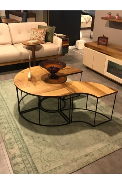 Onurdesign Lucca Mdf Ceviz Kaplama Orta Sehpa 4+1