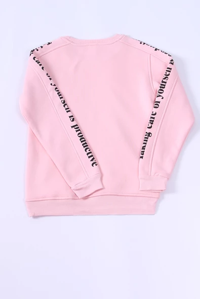 KIZ ÇOCUK 3 İPLİK SWEAT KANGURU CEPLİ BASKILI C24 - Resim 7