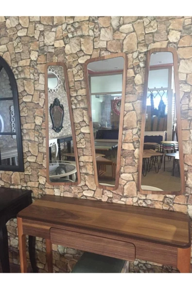 Onurdesign Wood Dresuar Ahşap Ceviz Boyalı Aynalı Dresuar - 4