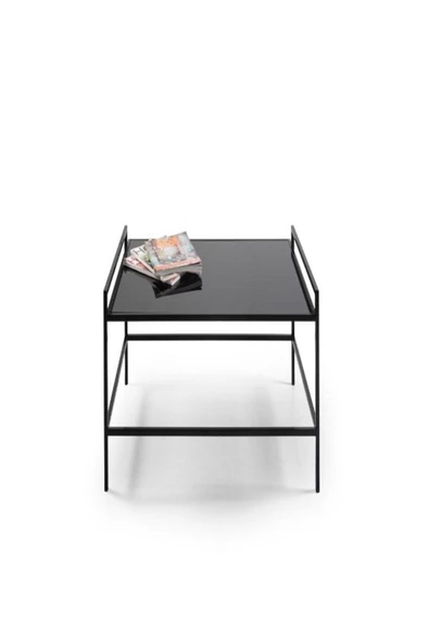 Onurdesign Zuma Metal Ayaklı Siyah Camlı Orta Sehpa - 3